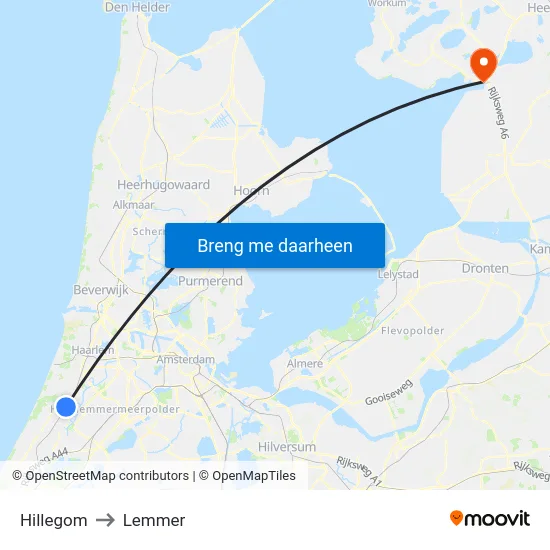 Hillegom to Lemmer map