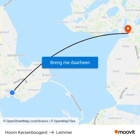 Hoorn Kersenboogerd to Lemmer map