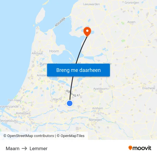 Maarn to Lemmer map