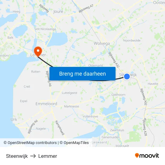 Steenwijk to Lemmer map