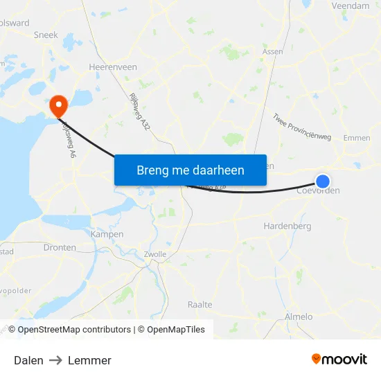 Dalen to Lemmer map