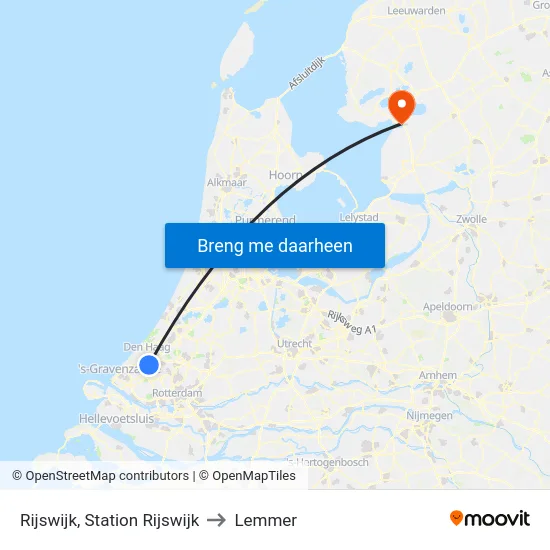 Rijswijk, Station Rijswijk to Lemmer map