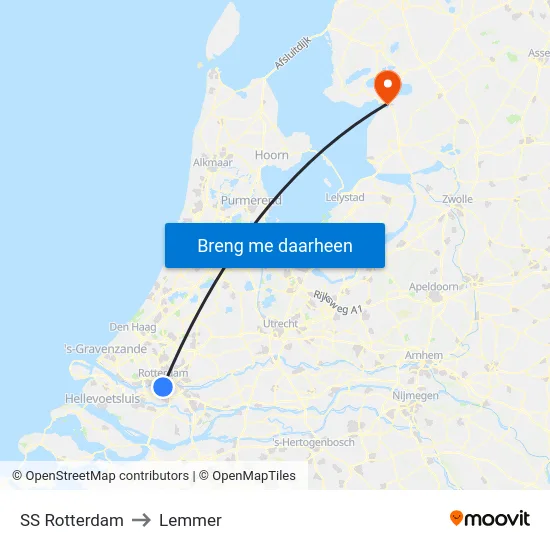 SS Rotterdam to Lemmer map