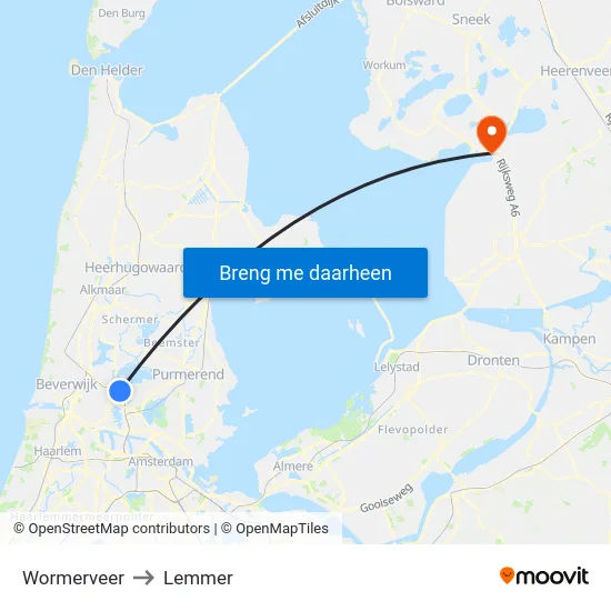 Wormerveer to Lemmer map