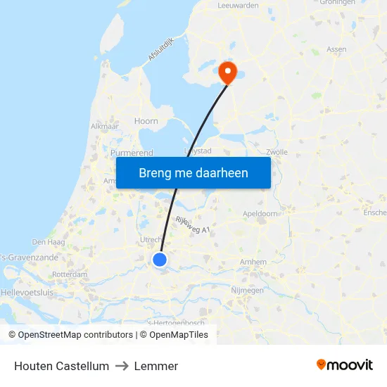 Houten Castellum to Lemmer map