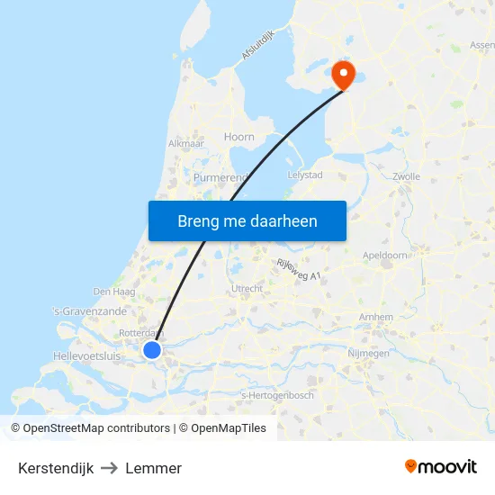 Kerstendijk to Lemmer map