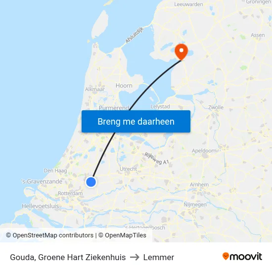 Gouda, Groene Hart Ziekenhuis to Lemmer map