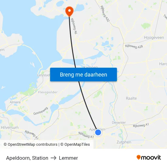 Apeldoorn, Station to Lemmer map