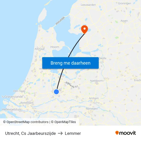 Utrecht, Cs Jaarbeurszijde to Lemmer map