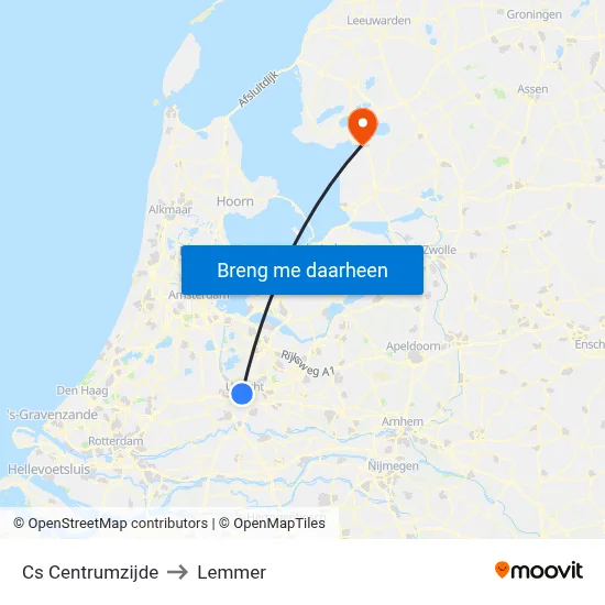 Cs Centrumzijde to Lemmer map