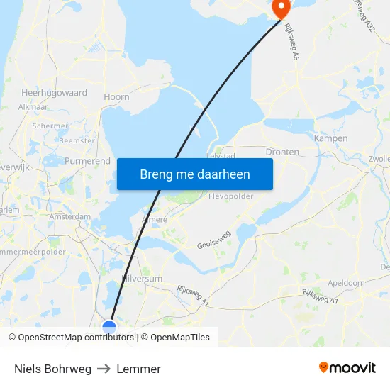 Niels Bohrweg to Lemmer map
