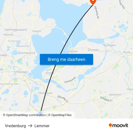 Vredenburg to Lemmer map