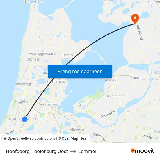 Hoofddorp, Toolenburg Oost to Lemmer map