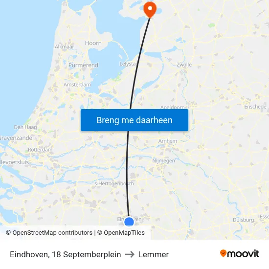 Eindhoven, 18 Septemberplein to Lemmer map
