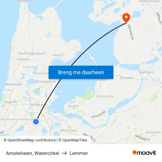 Amstelveen, Watercirkel to Lemmer map