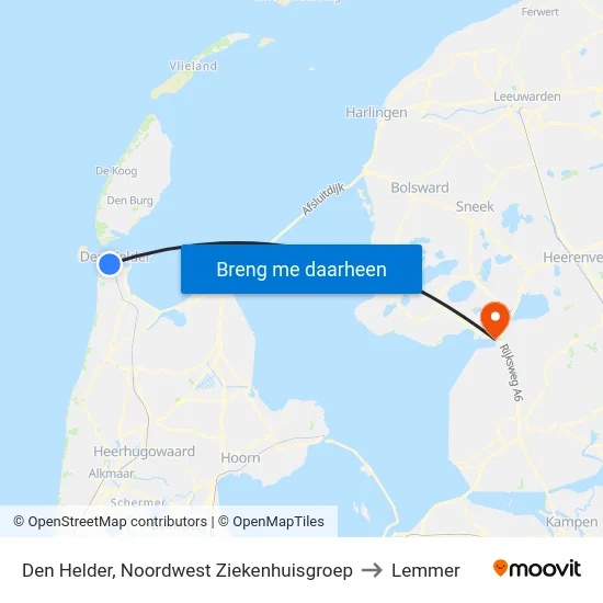 Den Helder, Noordwest Ziekenhuisgroep to Lemmer map