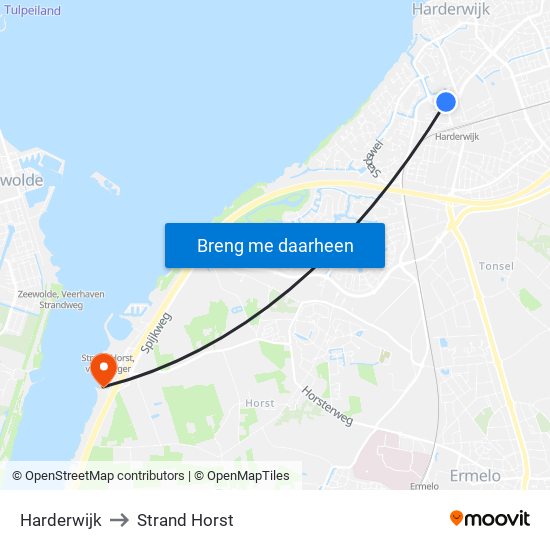 Harderwijk to Strand Horst map