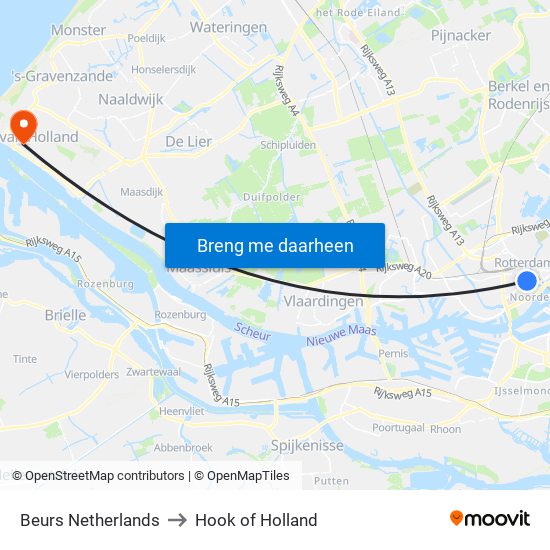 Beurs Netherlands to Hook of Holland map