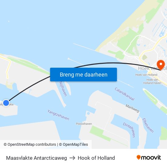 Maasvlakte Antarcticaweg to Hook of Holland map