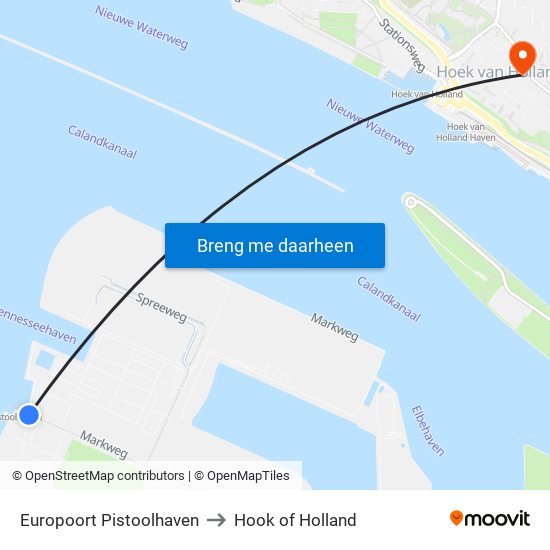 Europoort Pistoolhaven to Hook of Holland map