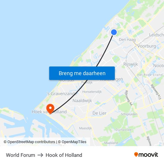 World Forum to Hook of Holland map