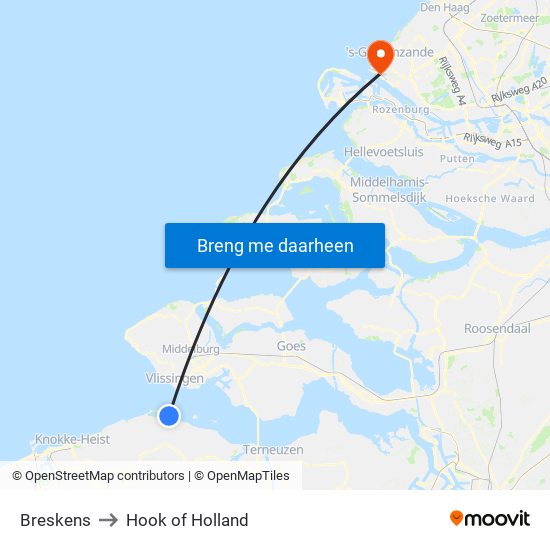 Breskens to Hook of Holland map