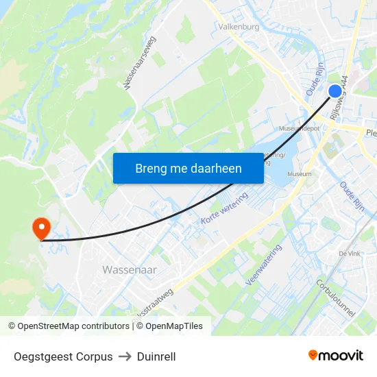 Oegstgeest Corpus to Duinrell map