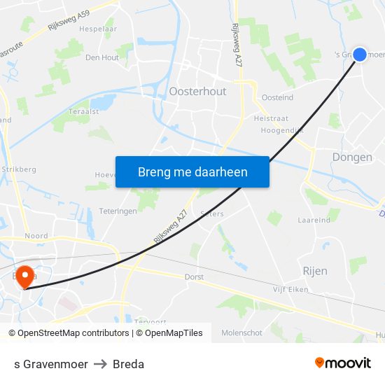 s Gravenmoer to Breda map