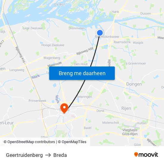 Geertruidenberg to Breda map