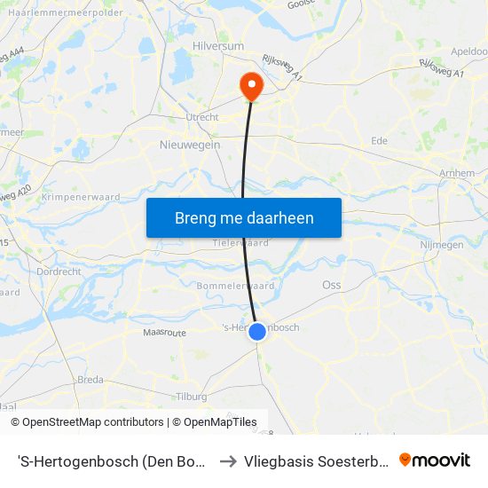 'S-Hertogenbosch (Den Bosch) to Vliegbasis Soesterberg map