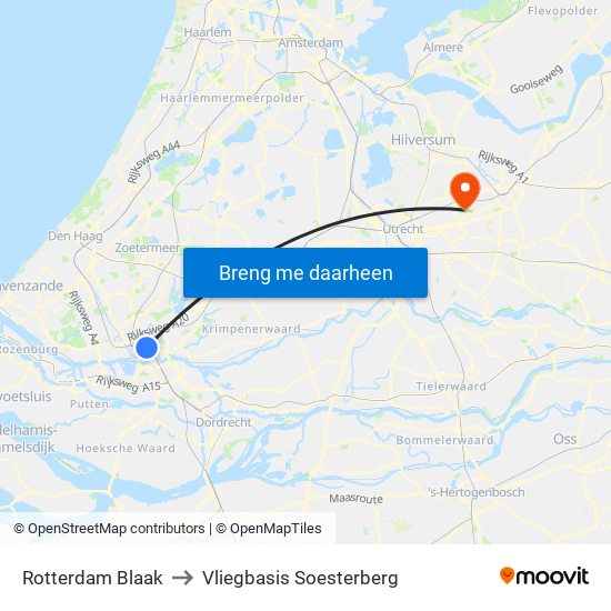Rotterdam Blaak to Vliegbasis Soesterberg map