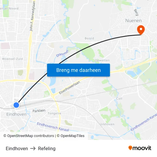 Eindhoven to Refeling map