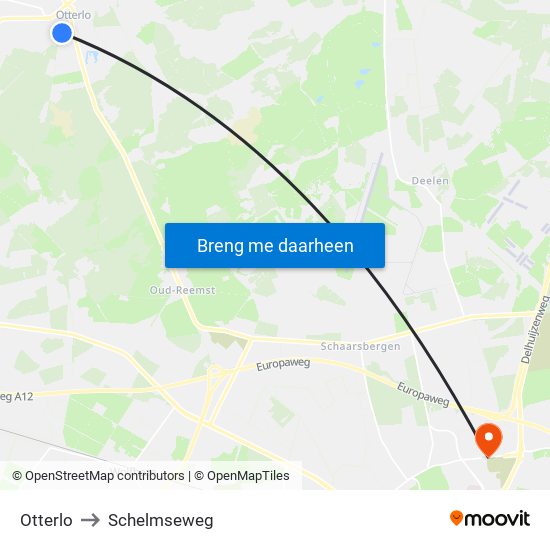 Otterlo to Schelmseweg map