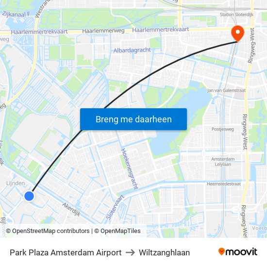 Park Plaza Amsterdam Airport to Wiltzanghlaan map