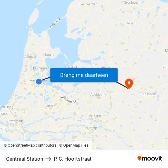 Centraal Station to P. C. Hooftstraat map