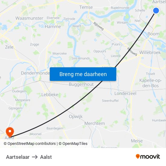 Aartselaar to Aalst map