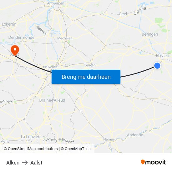 Alken to Aalst map