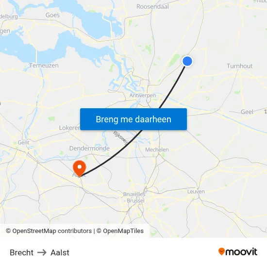 Brecht to Aalst map