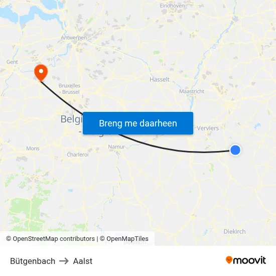 Bütgenbach to Aalst map