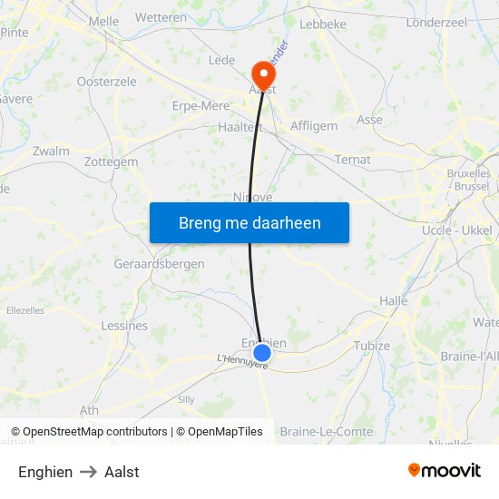 Enghien to Aalst map