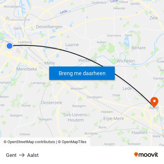 Gent to Aalst map