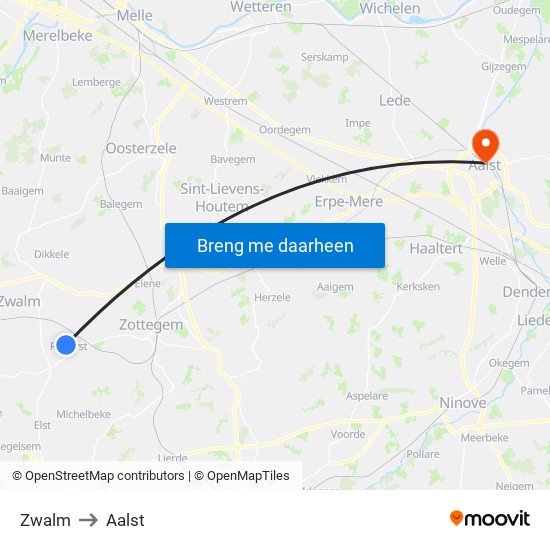 Zwalm to Aalst map