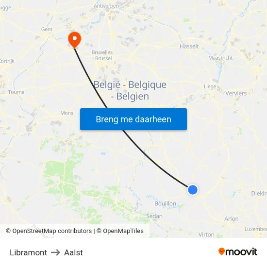 Libramont to Aalst map