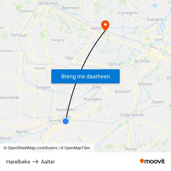 Harelbeke to Harelbeke map