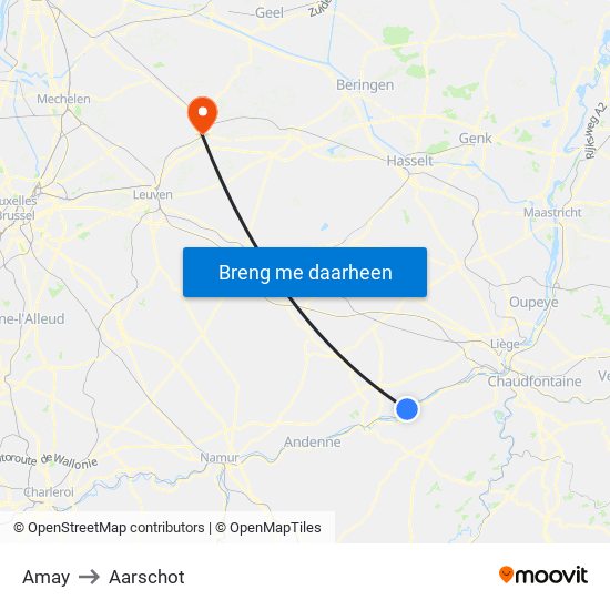 Amay to Aarschot map