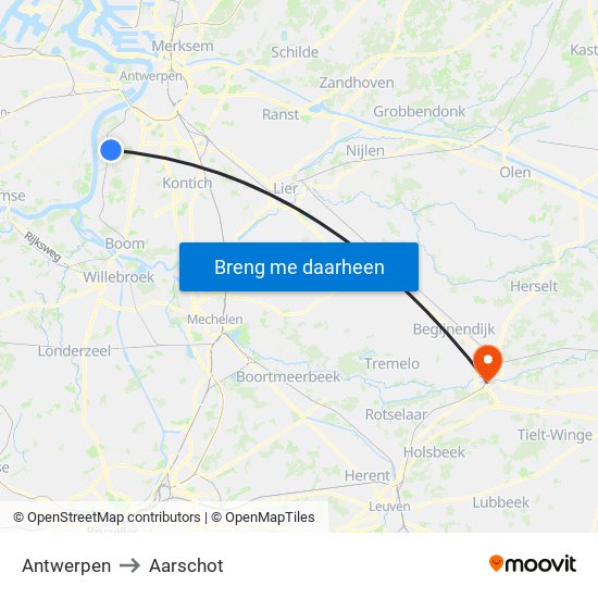 Antwerpen to Aarschot map