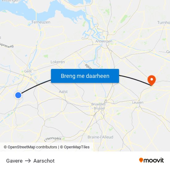 Gavere to Aarschot map