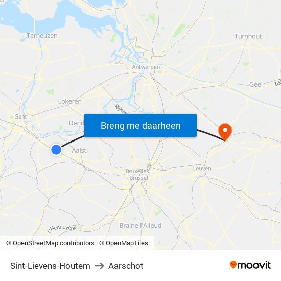 Sint-Lievens-Houtem to Aarschot map