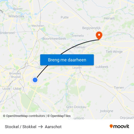 Stockel / Stokkel to Aarschot map