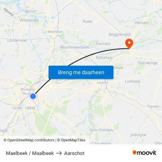Maelbeek / Maalbeek to Aarschot map